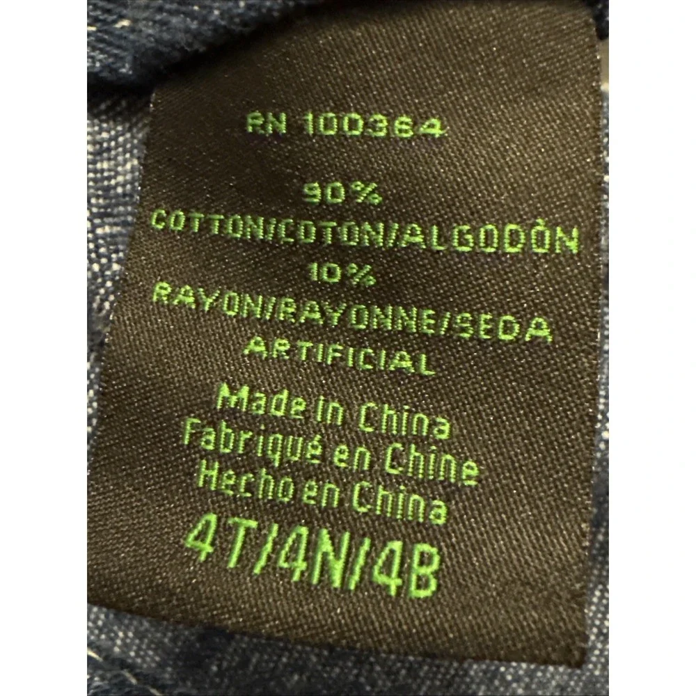 John‎ Deere Toddler Denim Bib Overalls Logo Size 4T Shorts Country Tractor Boys - Picture 4 of 7